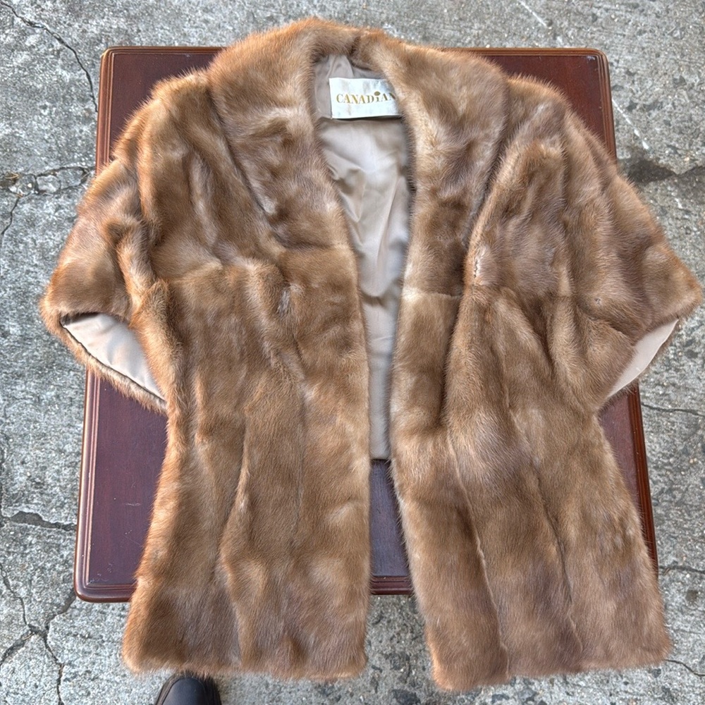 Vintage Mink Stole Mink Cape by Canadian Furs Medium Brown Mink Wedding Coat Fur